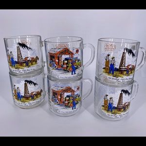 6 guld collectors vintage glass mugs